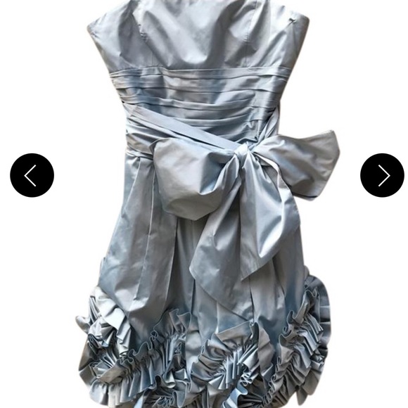 BCBGMAXAZRIA
Iridescent Blue Taffeta Ruffled Hem Strapless Formal Dress - Picture 1 of 9